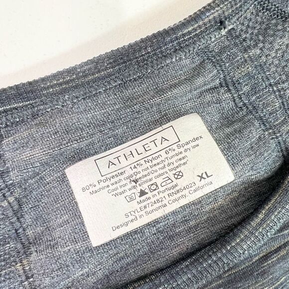 Athleta Shirt Womens XL Fastest Track Space Dye Ruched Stretchy Top Thumbholes - Picture 4 of 11